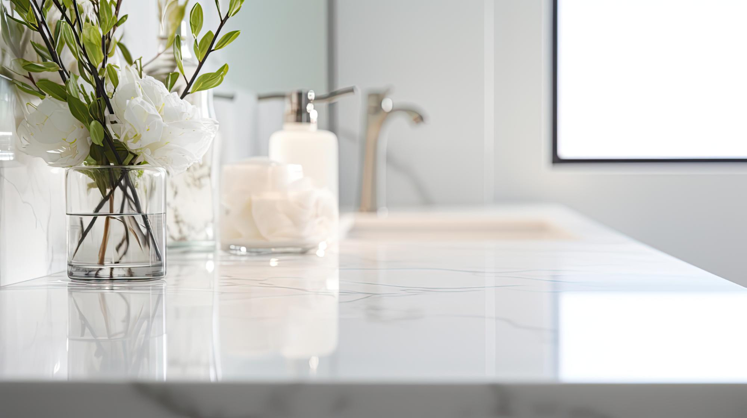 The bathroom counter