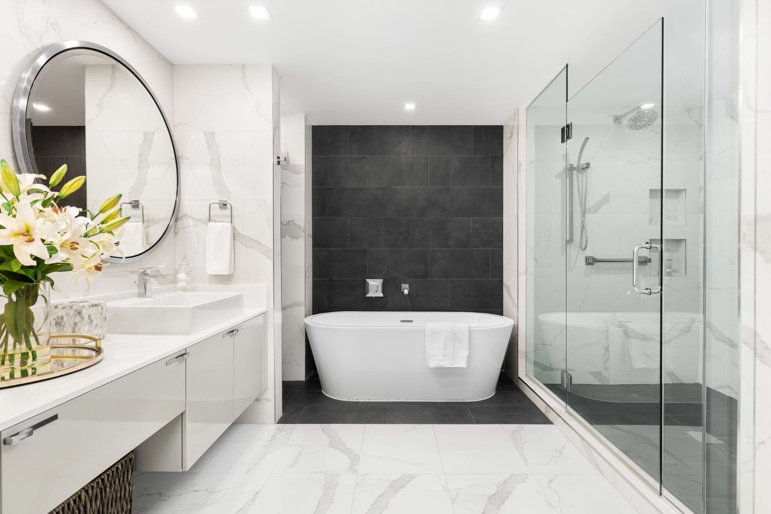 bathroom in hotel room
