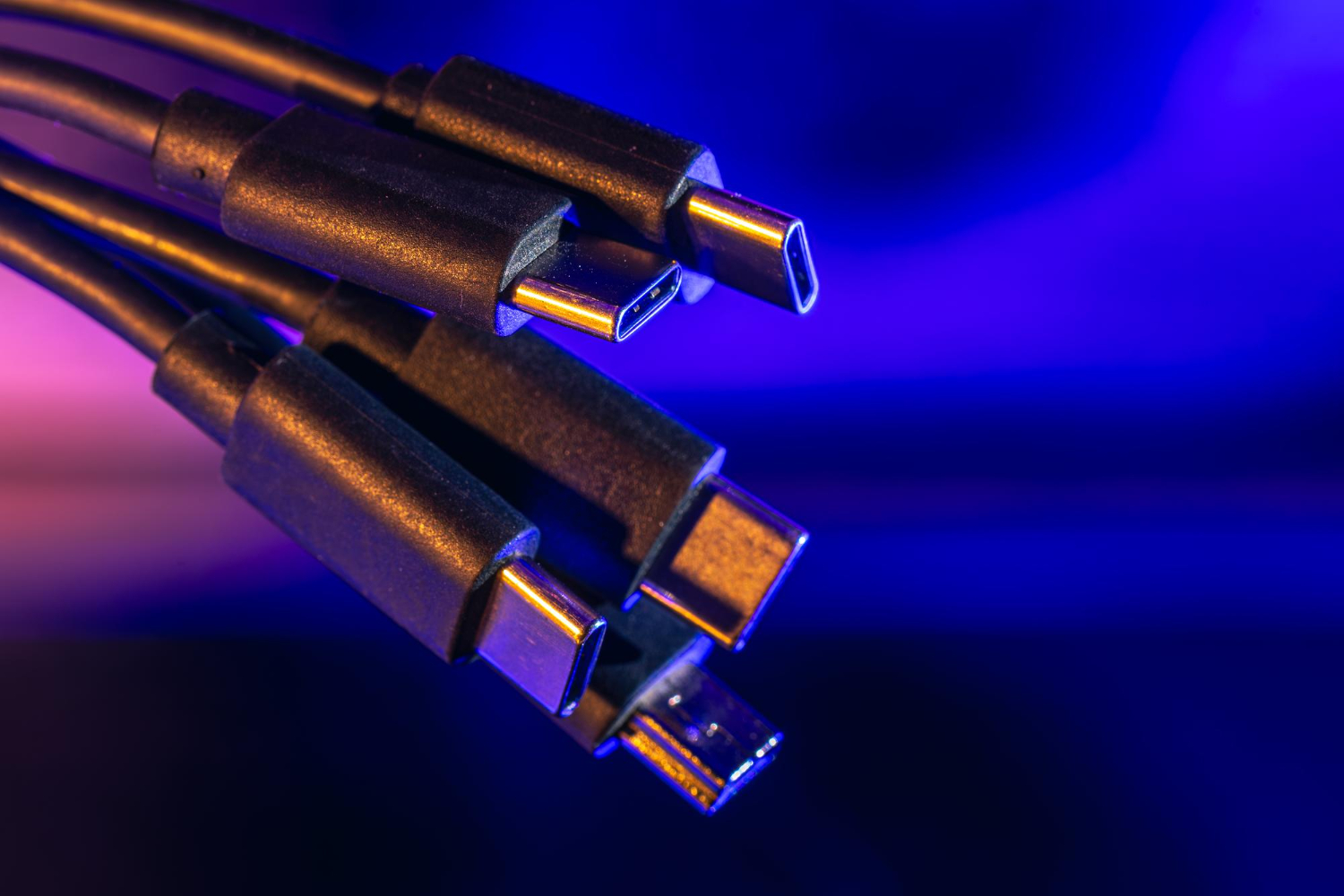 Cords and cables tangled together