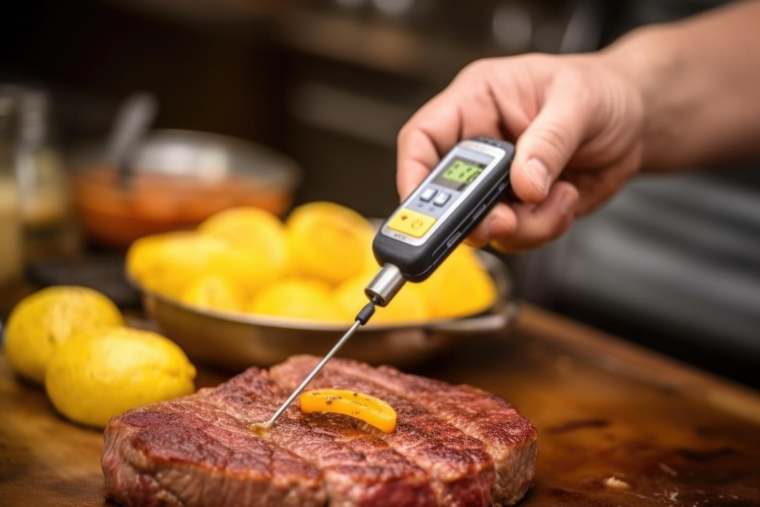 Food thermometer in kitchen