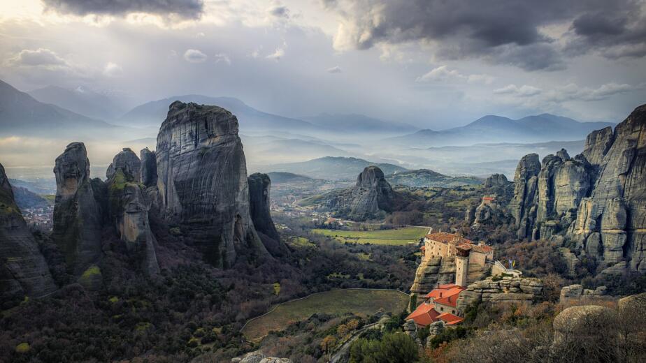 The Greek monasteries built on 400-meter rock pillars where monks were lifted up in baskets until the 1920s