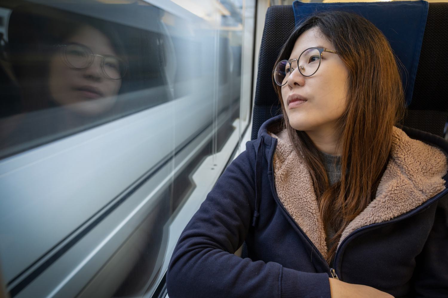 Woman in train