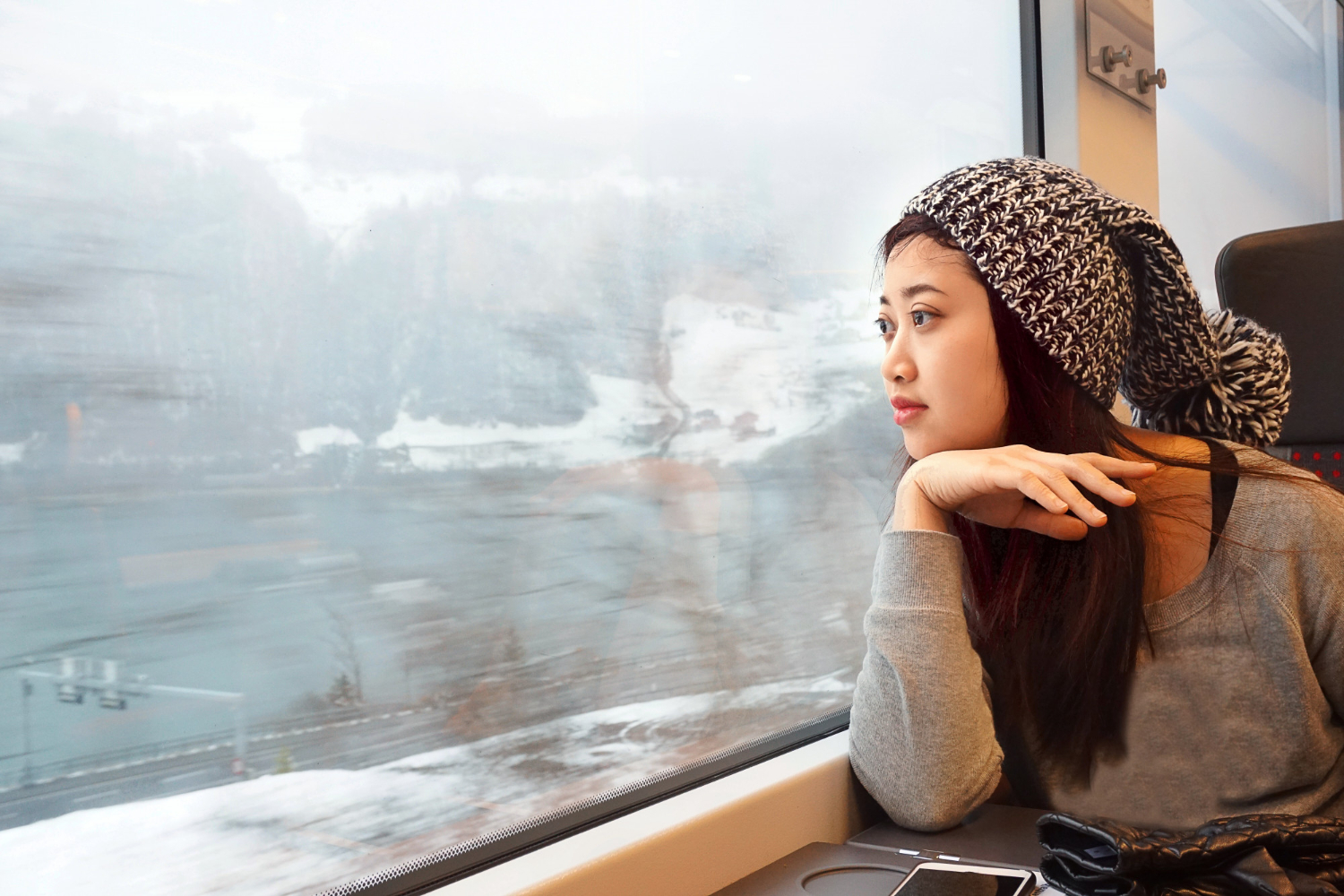 Woman in train