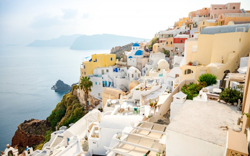 The Greek island built on the rim of an active volcanic caldera that's been erupting for 197 BC