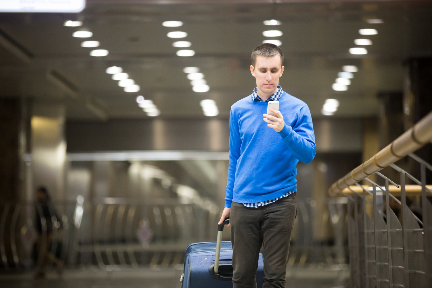 traveler checking phone