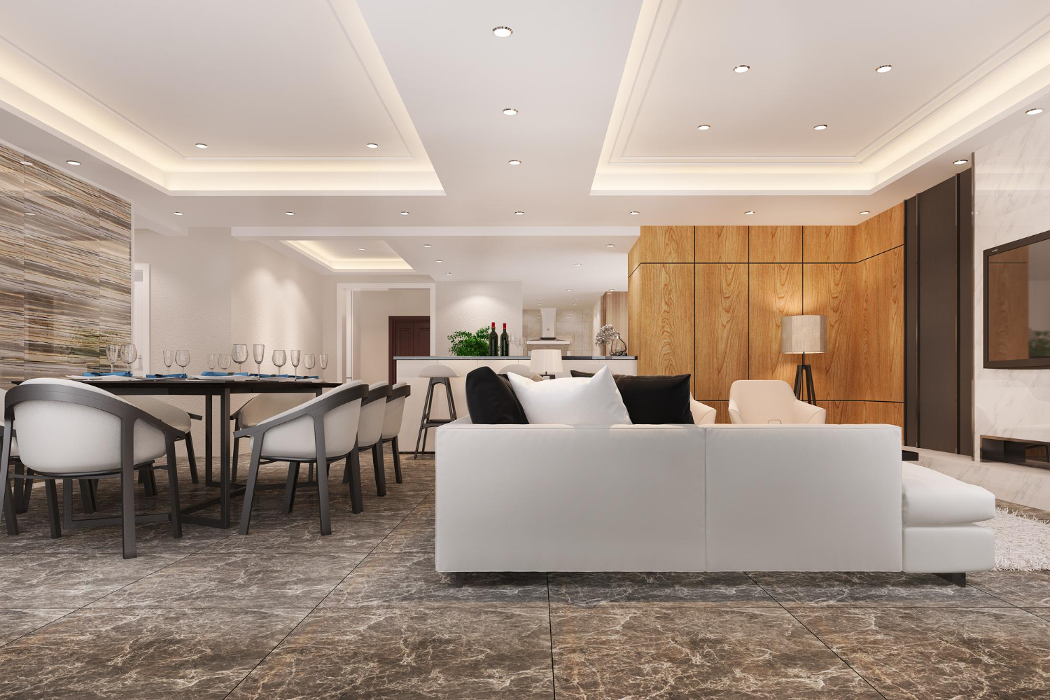 modern finished basement