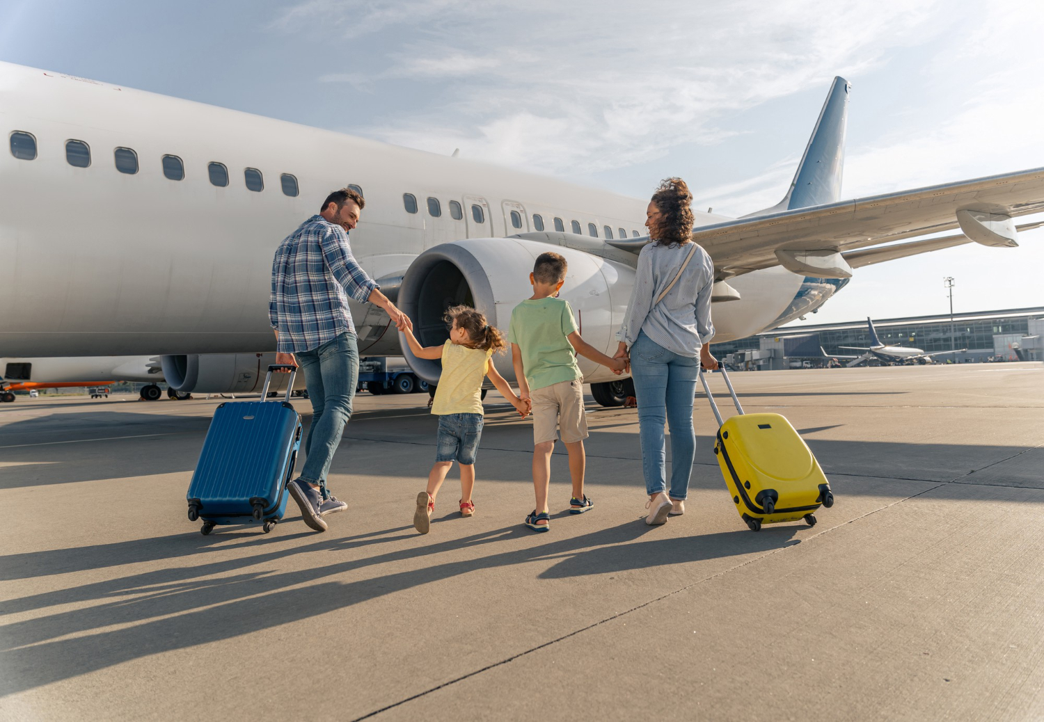 family children airport travel