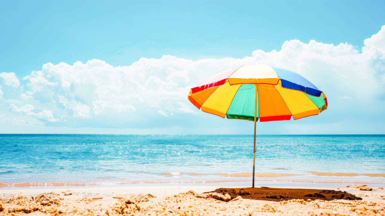 beach umbrella anchored