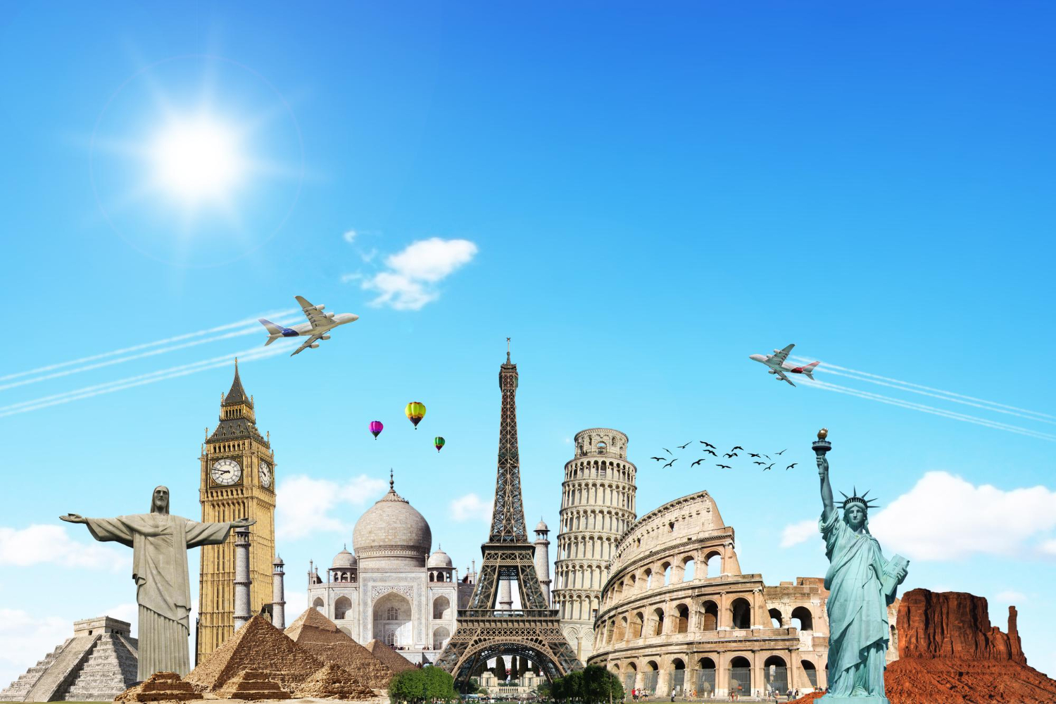 world travel landmarks collage