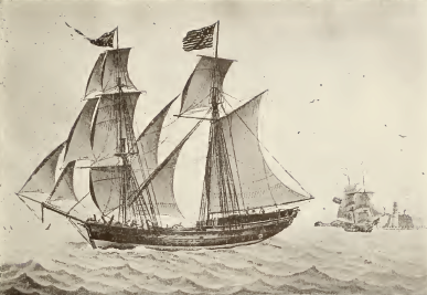 19th century brigantine sailing ship