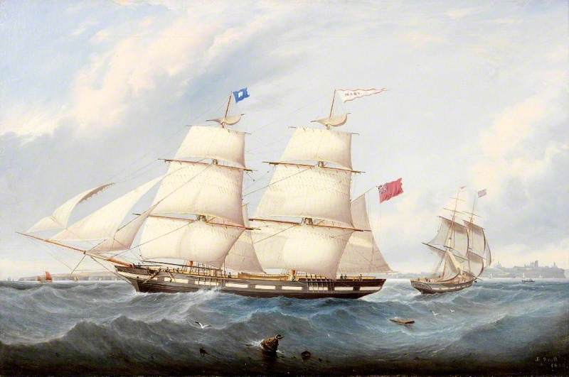 19th century brigantine sailing ship