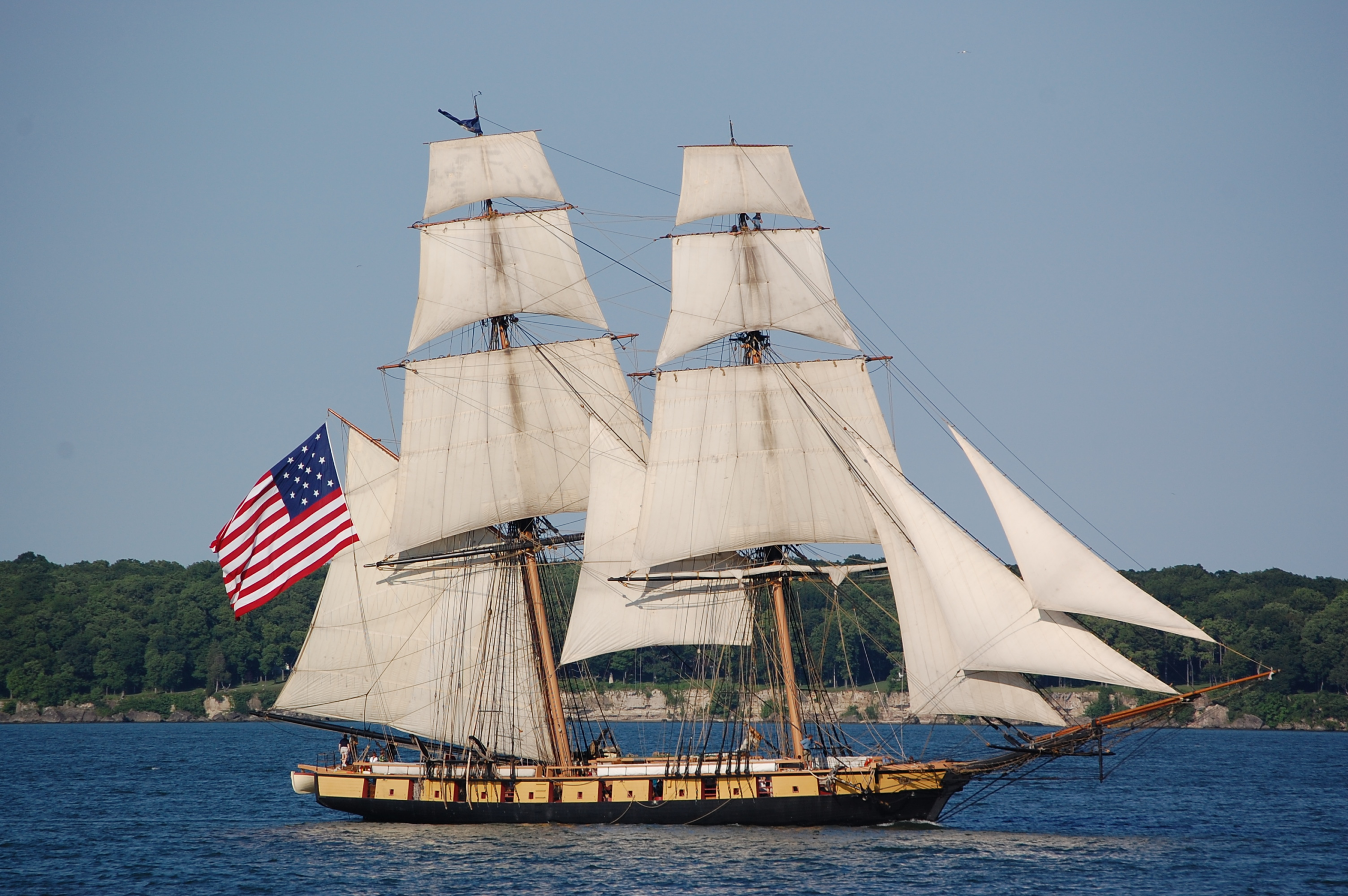 19th century brigantine sailing ship