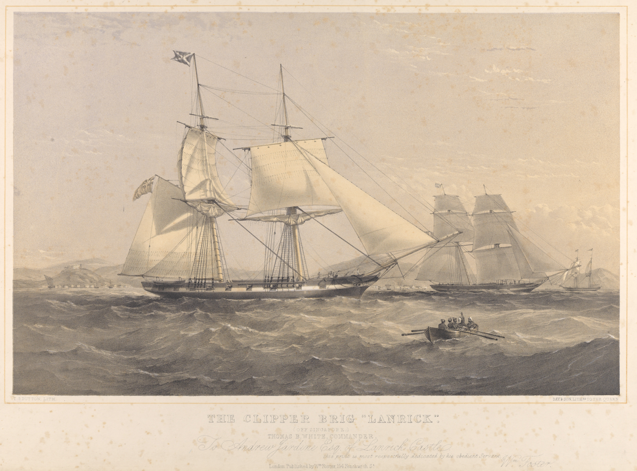 19th century brigantine sailing ship