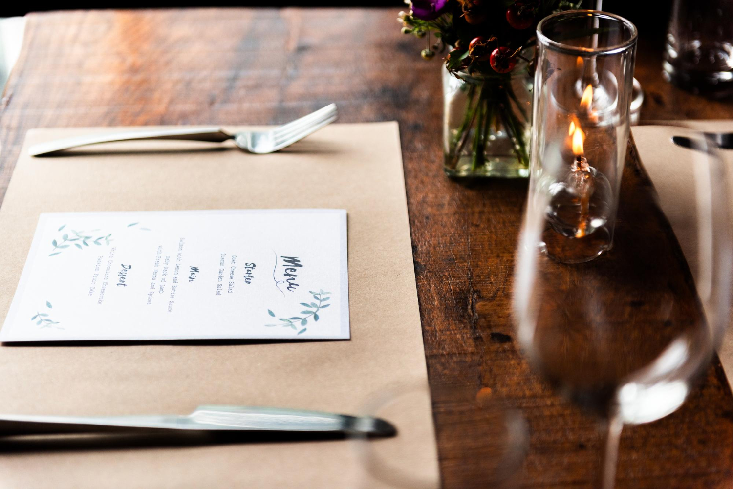restaurant menu table dining