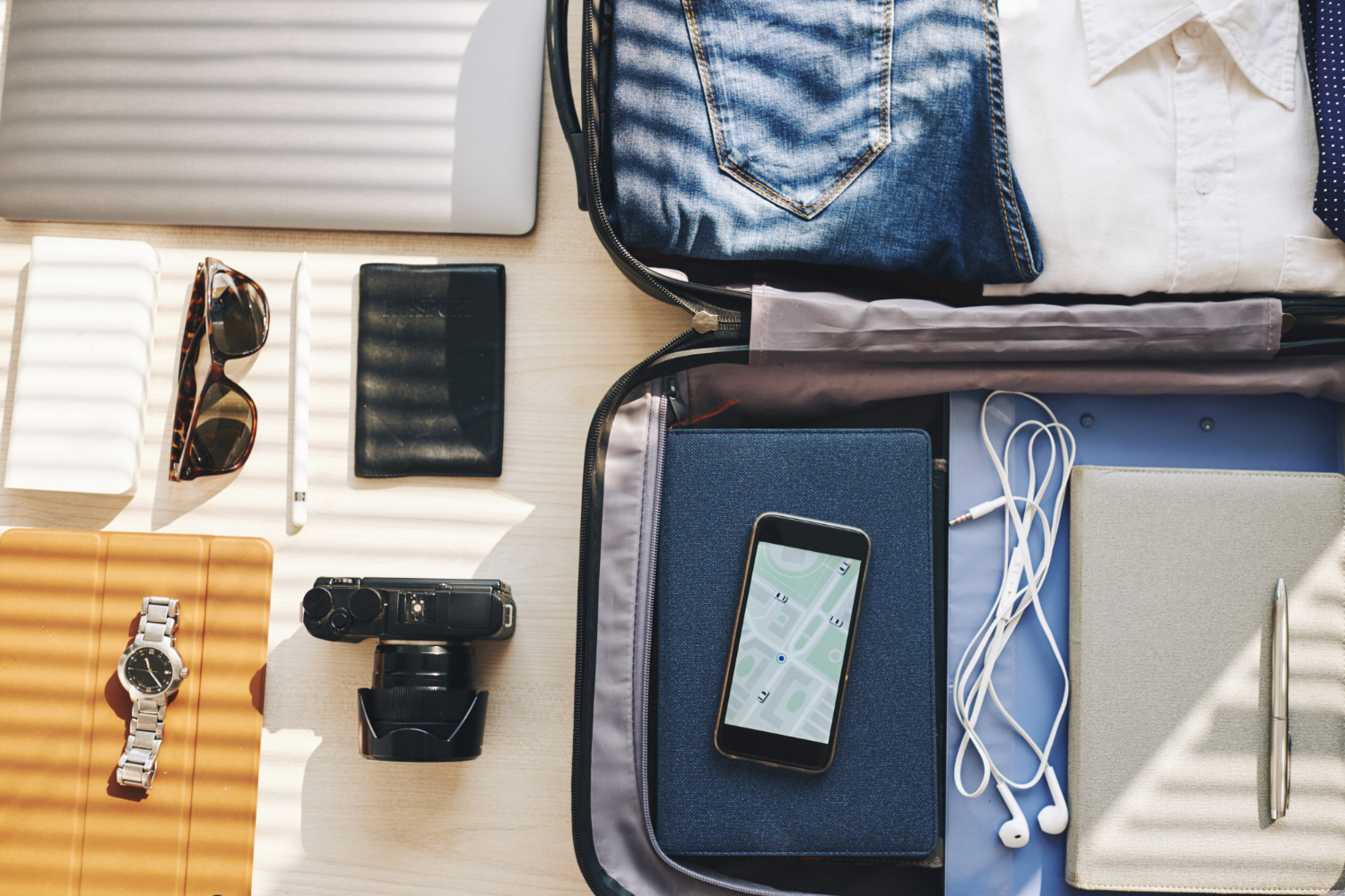 packed suitcase