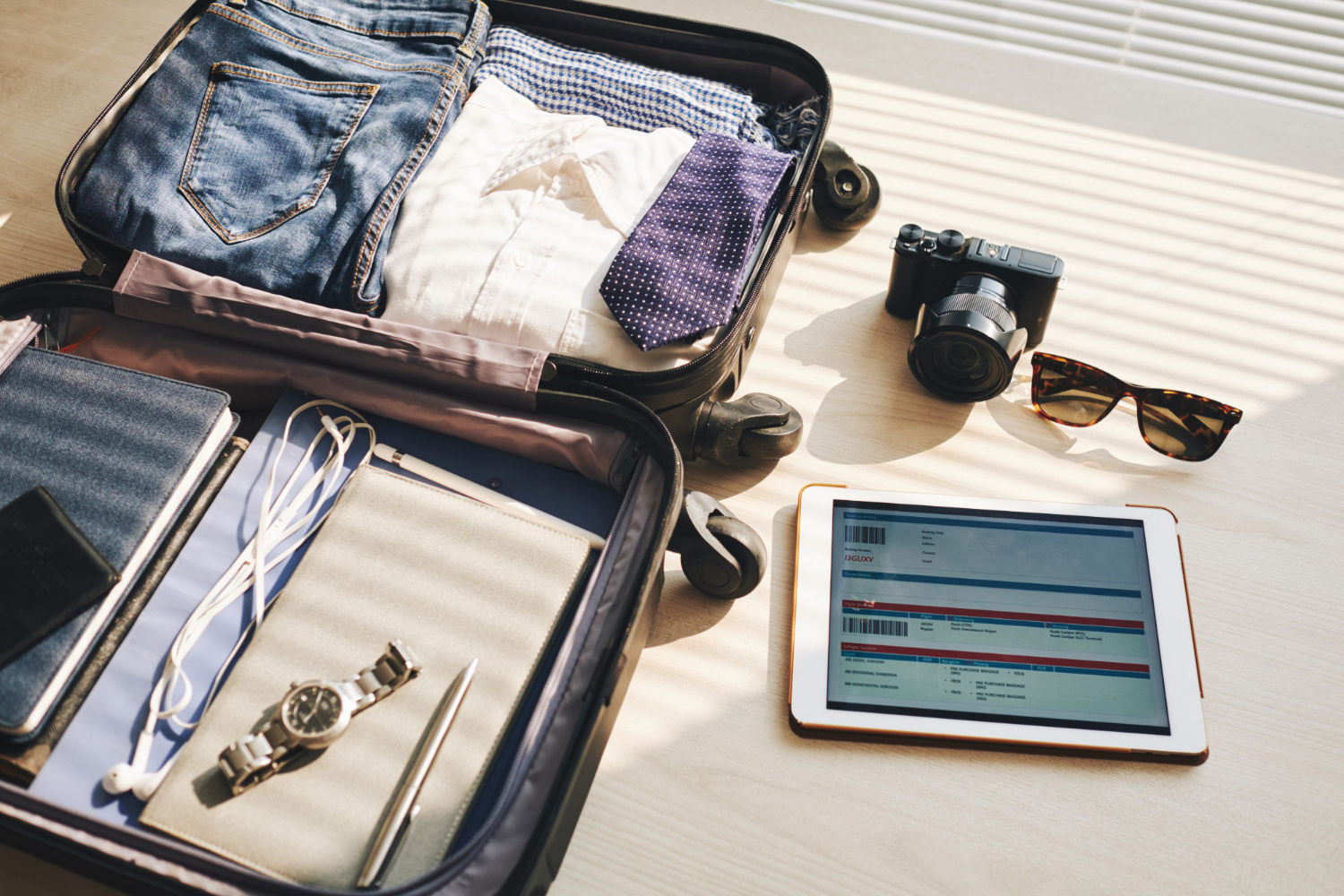 packed suitcase