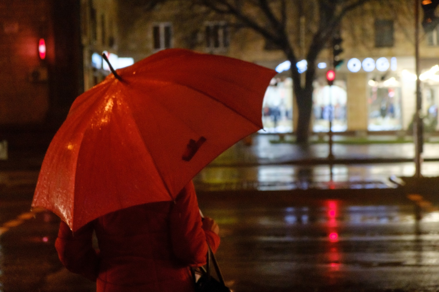 rainy street city umbrella
