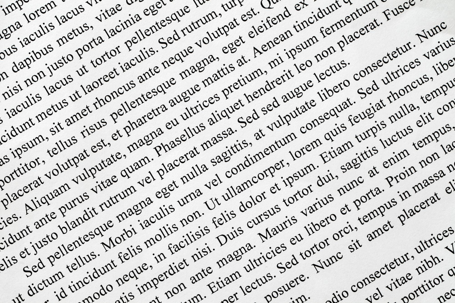 printed text page words