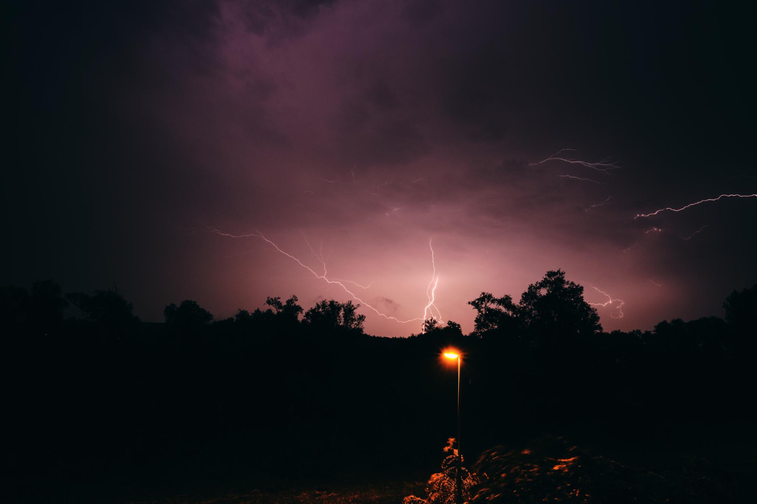 Lightning storm night sky