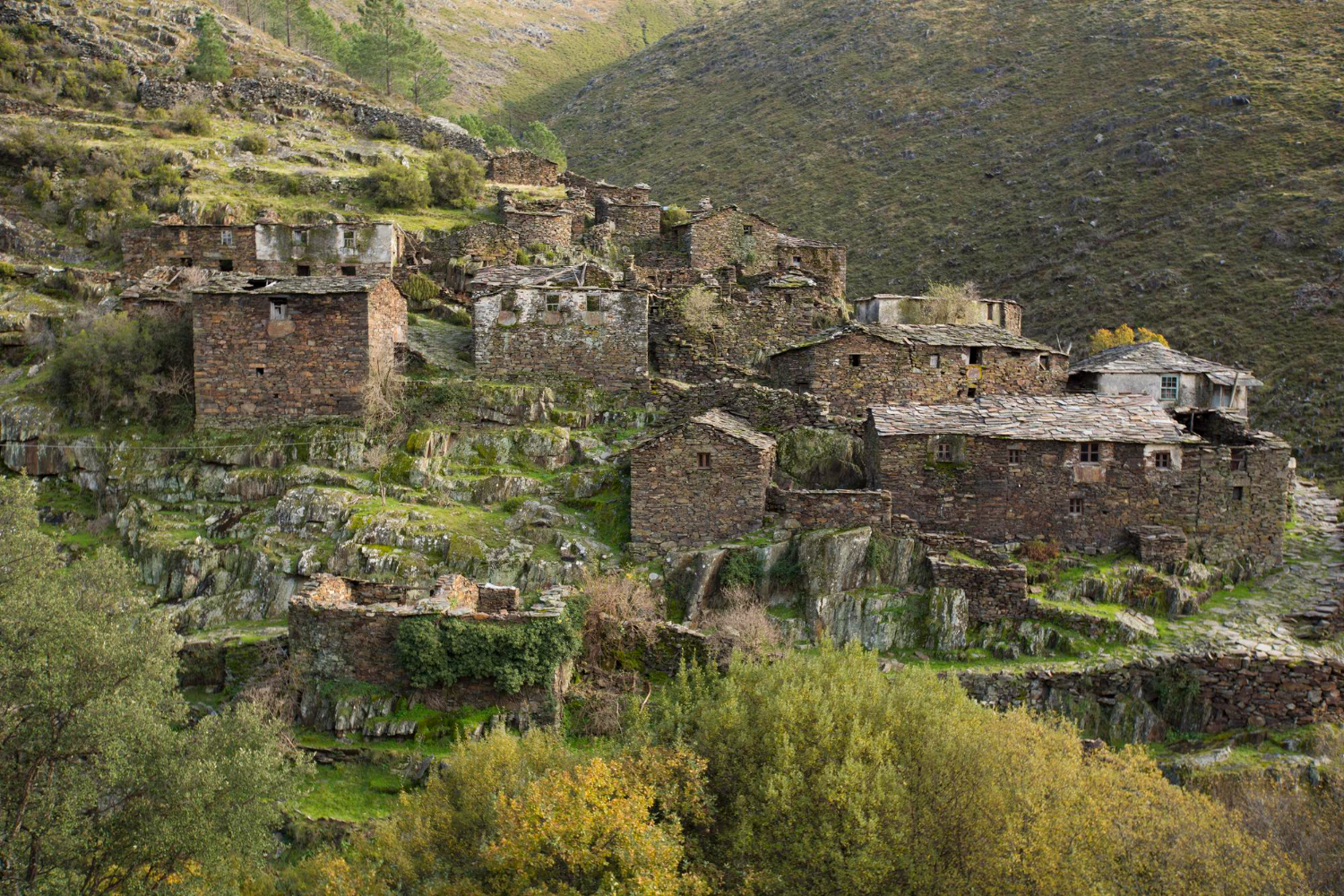 hilltop village stone houses