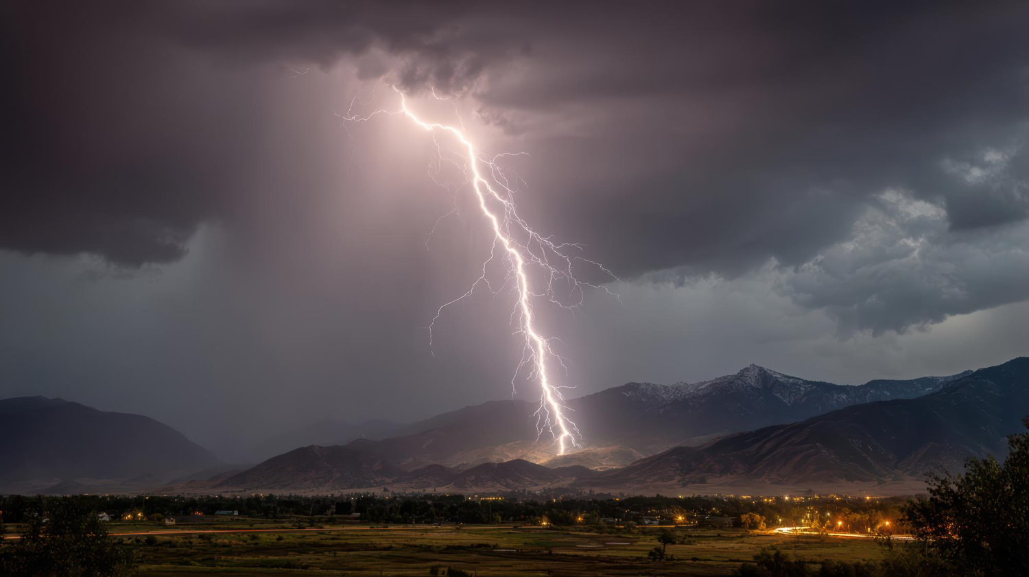 Lightning storm night sky