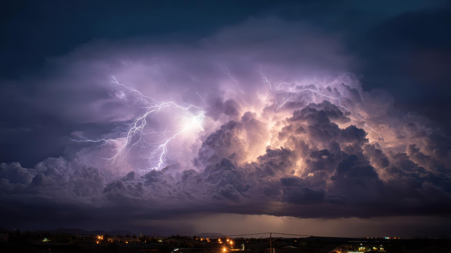 Lightning storm night sky