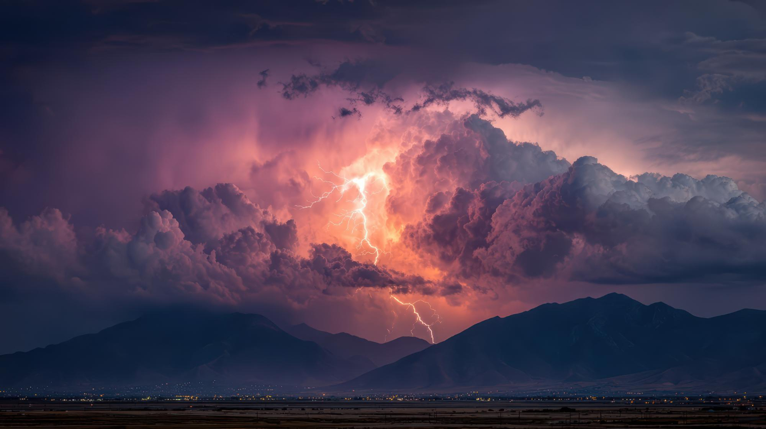 Lightning storm night sky