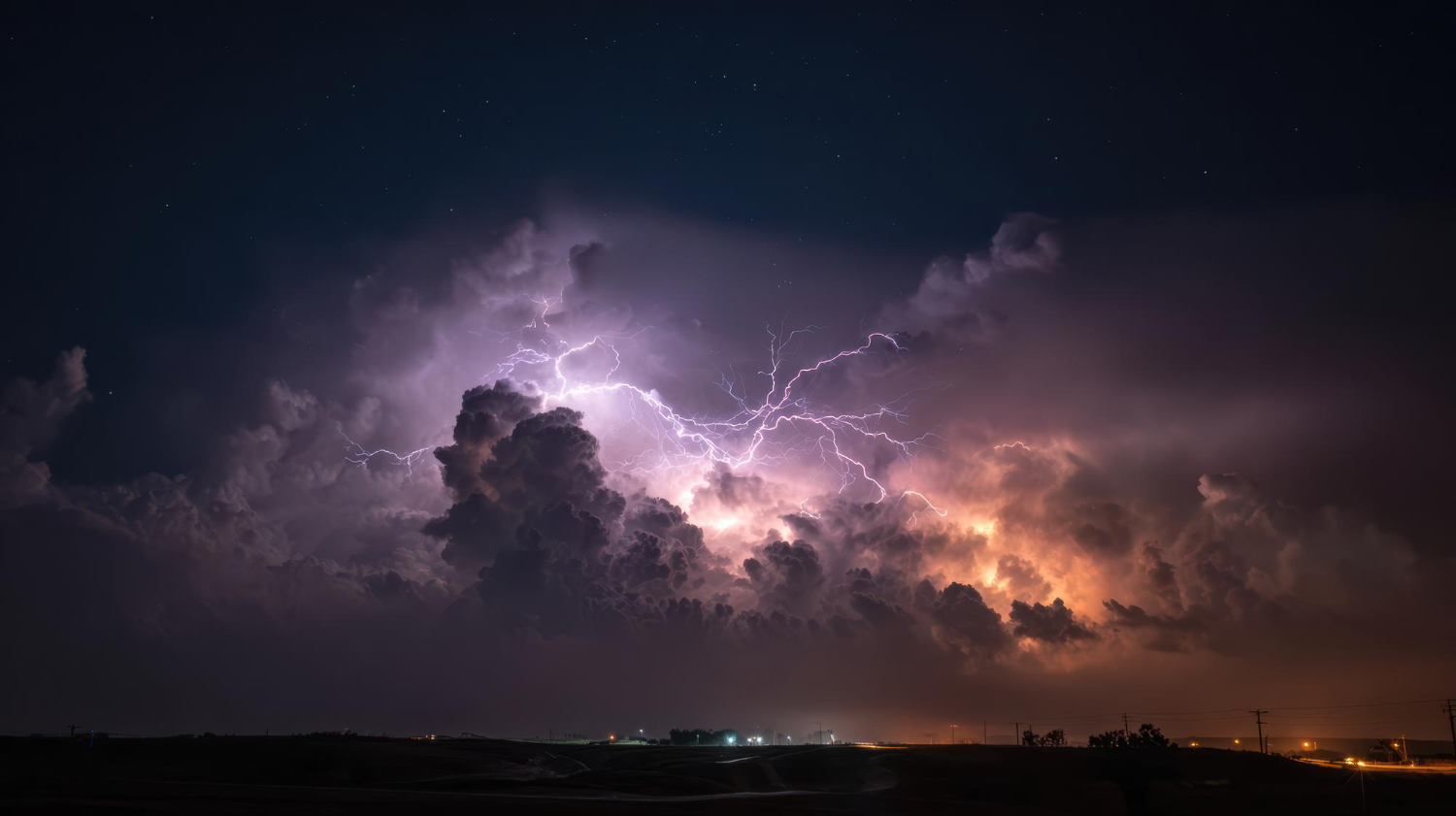 Lightning storm night sky
