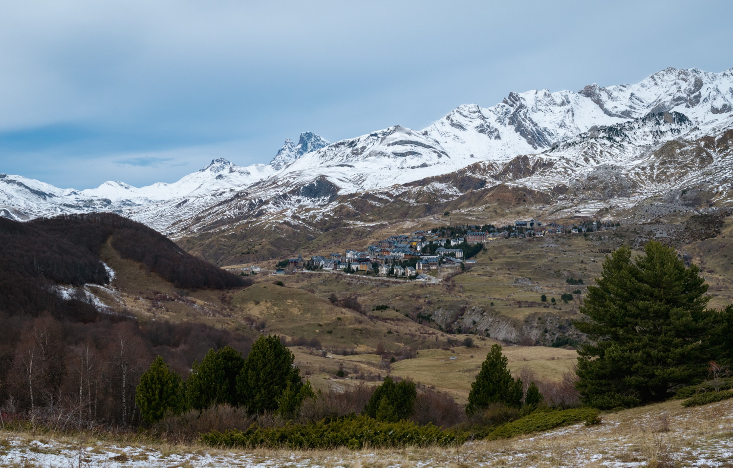 high altitude town mountains