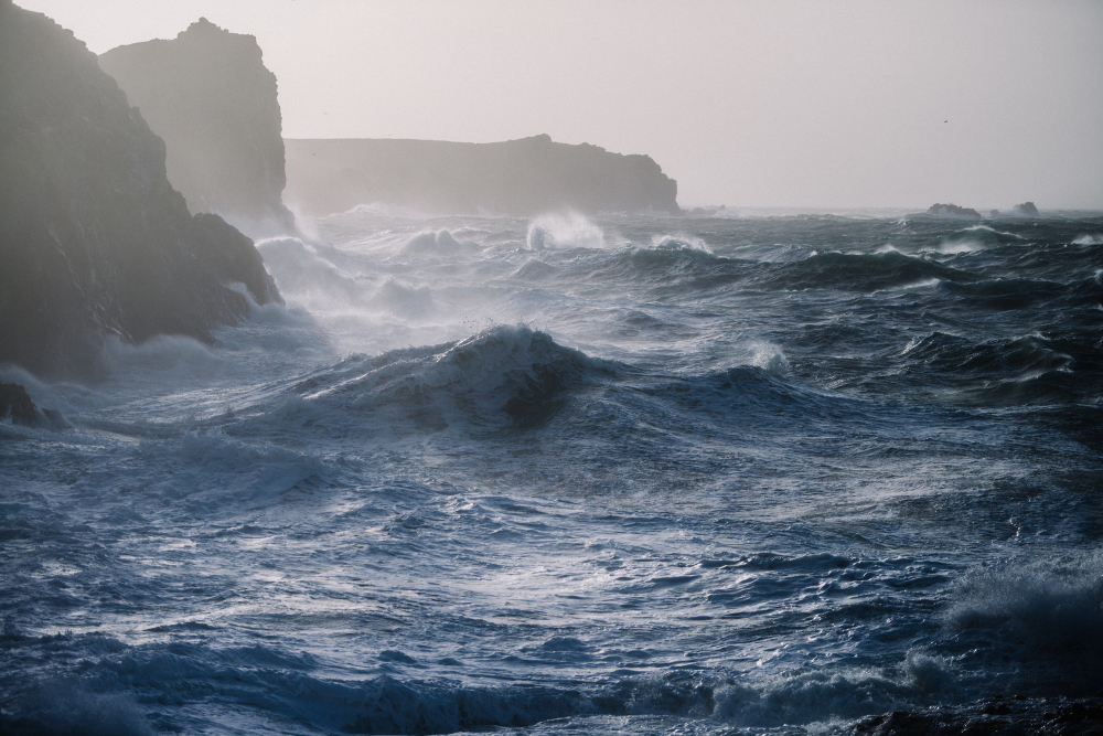 rough sea waves wind