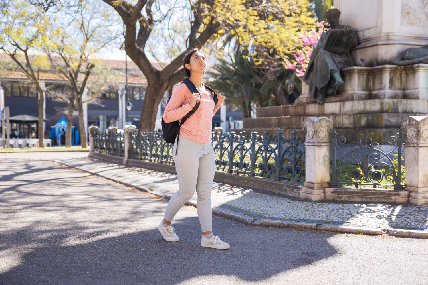 Traveler walking