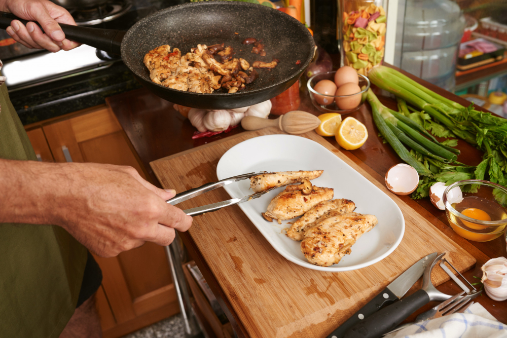 cooking in pan