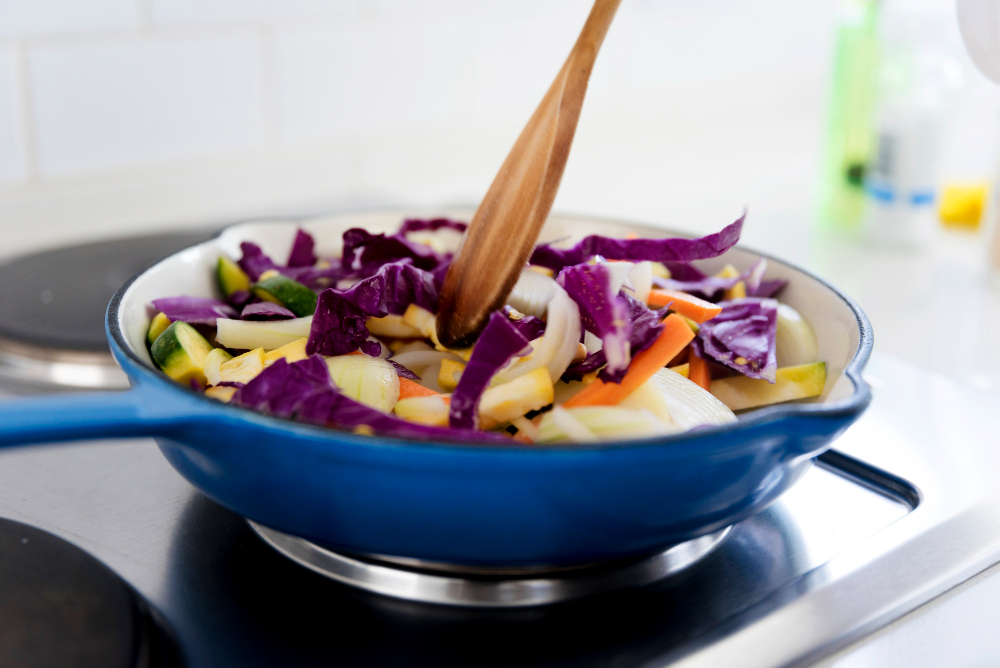 cooking in pan