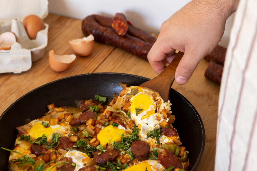 cooking in pan