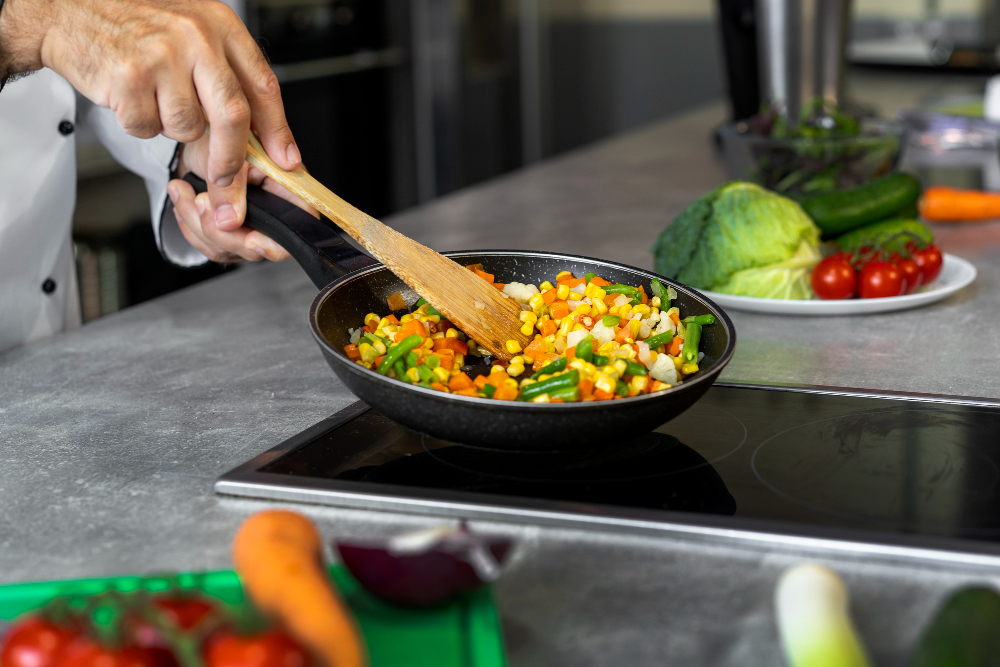 cooking in pan