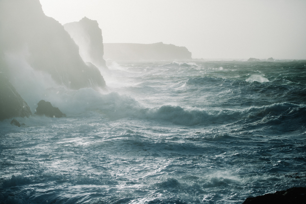 rough sea waves wind