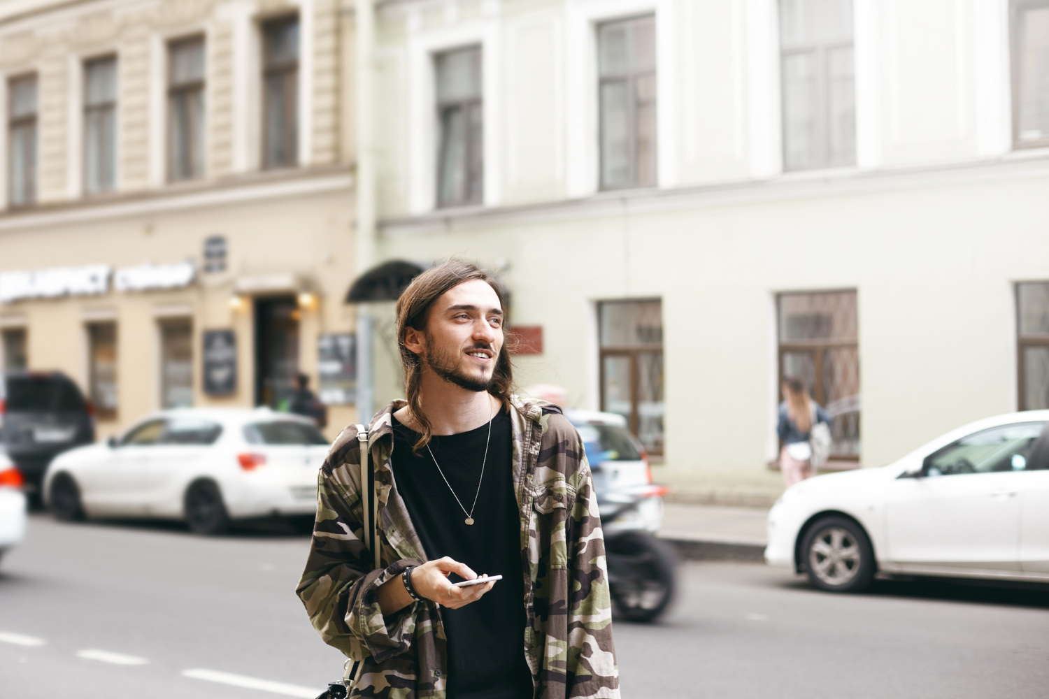 Traveler walking