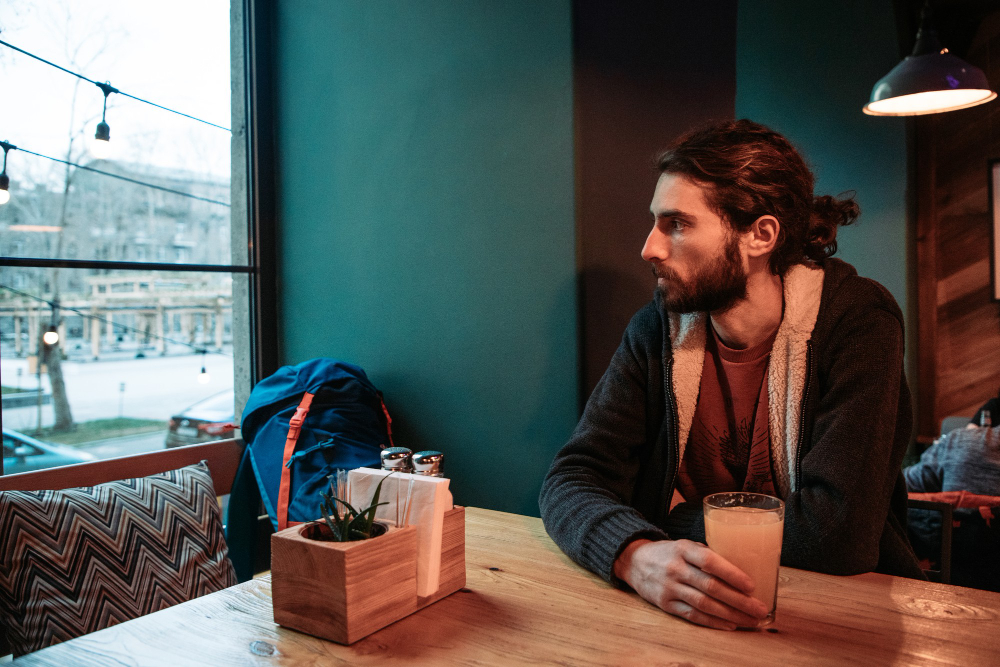 Traveler in Restraunt