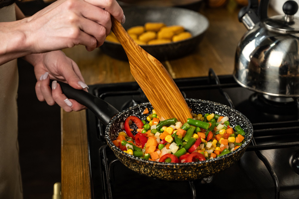 cooking in pan