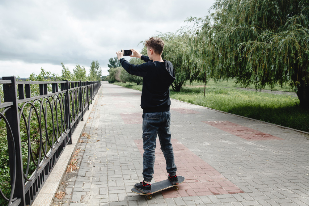 person photographing street