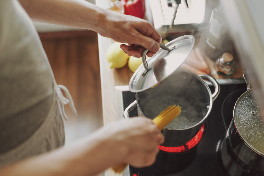 cooking in pan